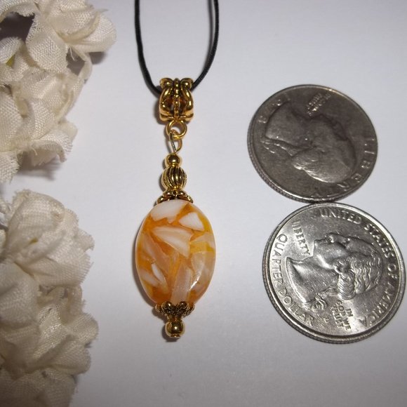 Necklace, Pendant, Medallion Cord Necklace, Yellow Necklace, Jewelry Gift 7941 - Picture 2 of 10